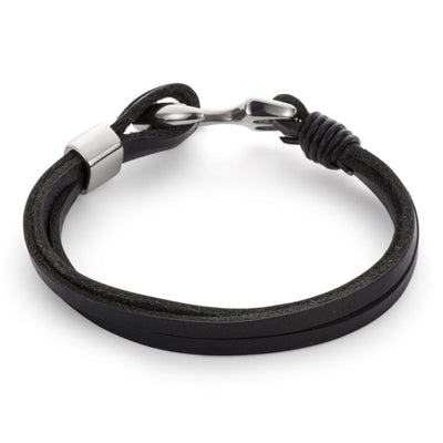 Marine Black Leather Anchor Bracelet