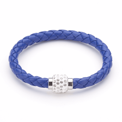 Koru Leather Crystal Bracelet In Blue