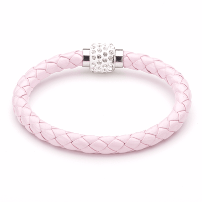 Koru Leather Crystal Bracelet In Pink