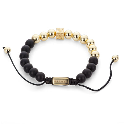 Gold And Lava Beaded "H" Block Bracelet
