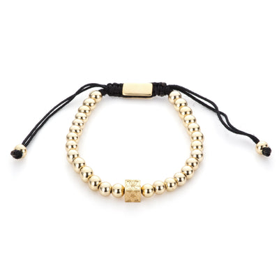 Gold Beaded "H" Block Bracelet