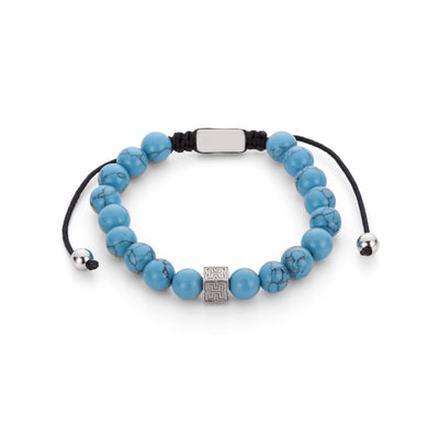 Blue Marble Beaded "H" Block Bracelet