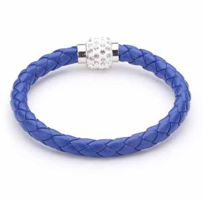 Koru Leather Crystal Bracelet In Blue